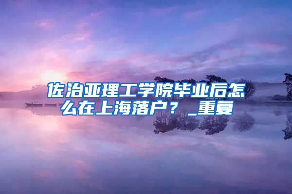 佐治亚理工学院毕业后怎么在上海落户？_重复