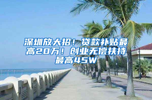 深圳放大招！贷款补贴最高20万！创业无偿扶持最高45W