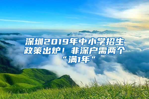 深圳2019年中小学招生政策出炉！非深户需两个“满1年”