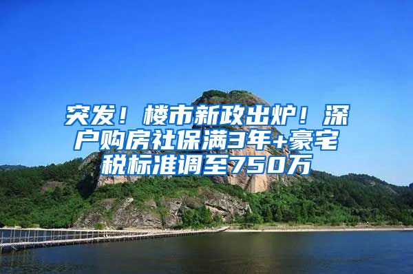 突发！楼市新政出炉！深户购房社保满3年+豪宅税标准调至750万