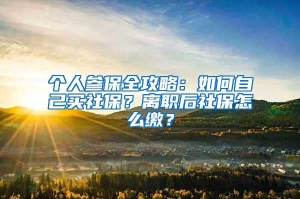 个人参保全攻略：如何自己买社保？离职后社保怎么缴？