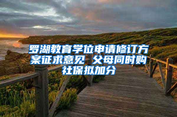 罗湖教育学位申请修订方案征求意见 父母同时购社保拟加分