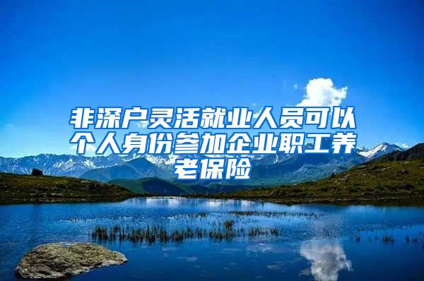 非深户灵活就业人员可以个人身份参加企业职工养老保险