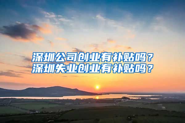 深圳公司创业有补贴吗？深圳失业创业有补贴吗？