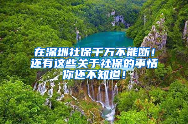 在深圳社保千万不能断！还有这些关于社保的事情你还不知道！