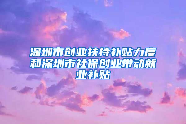 深圳市创业扶持补贴力度和深圳市社保创业带动就业补贴