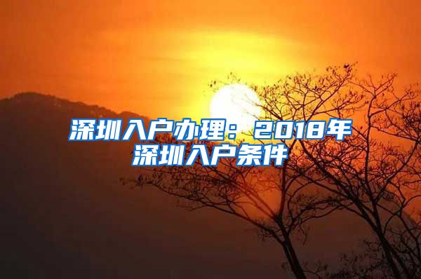 深圳入户办理：2018年深圳入户条件