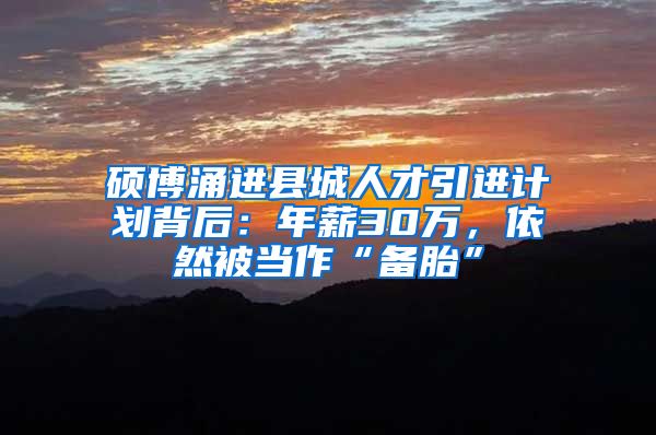 硕博涌进县城人才引进计划背后：年薪30万，依然被当作“备胎”