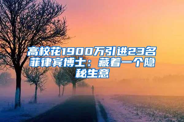 高校花1900万引进23名菲律宾博士：藏着一个隐秘生意