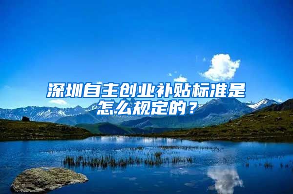 深圳自主创业补贴标准是怎么规定的？