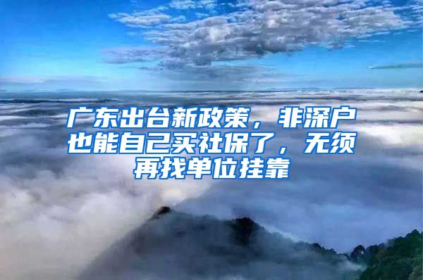 广东出台新政策，非深户也能自己买社保了，无须再找单位挂靠