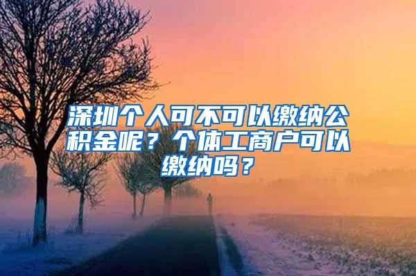 深圳个人可不可以缴纳公积金呢？个体工商户可以缴纳吗？