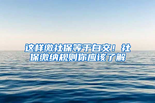 这样缴社保等于白交！社保缴纳规则你应该了解