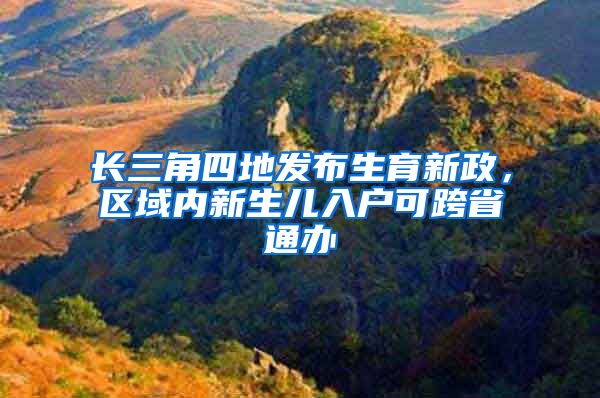 长三角四地发布生育新政，区域内新生儿入户可跨省通办