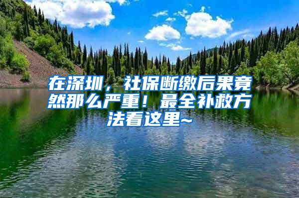 在深圳，社保断缴后果竟然那么严重！最全补救方法看这里~