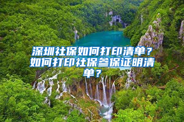 深圳社保如何打印清单？如何打印社保参保证明清单？