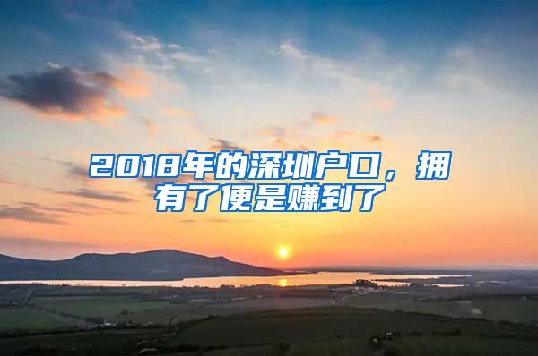 2018年的深圳户口，拥有了便是赚到了