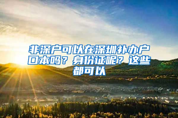 非深户可以在深圳补办户口本吗？身份证呢？这些都可以