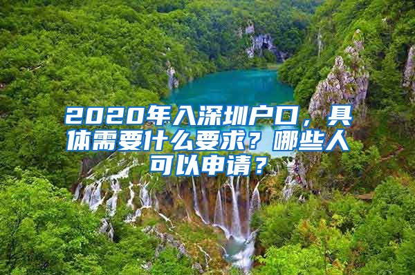 2020年入深圳户口，具体需要什么要求？哪些人可以申请？