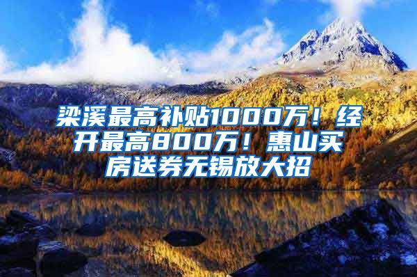 梁溪最高补贴1000万！经开最高800万！惠山买房送券无锡放大招