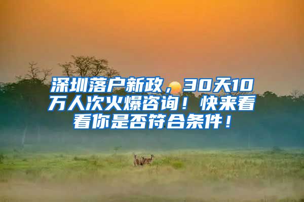 深圳落户新政，30天10万人次火爆咨询！快来看看你是否符合条件！