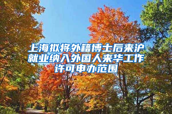 上海拟将外籍博士后来沪就业纳入外国人来华工作许可申办范围