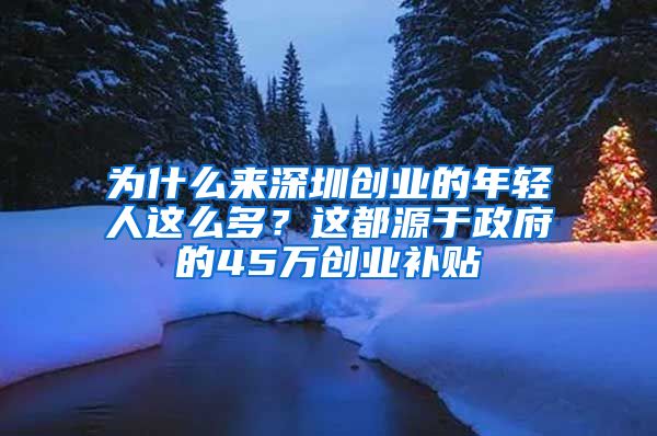 为什么来深圳创业的年轻人这么多？这都源于政府的45万创业补贴