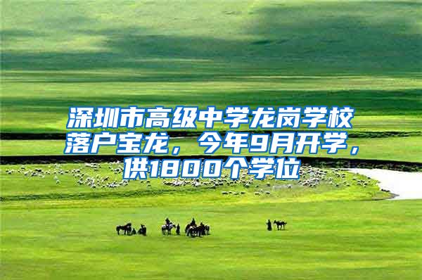 深圳市高级中学龙岗学校落户宝龙，今年9月开学，供1800个学位