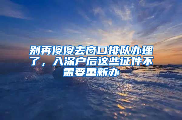 别再傻傻去窗口排队办理了，入深户后这些证件不需要重新办