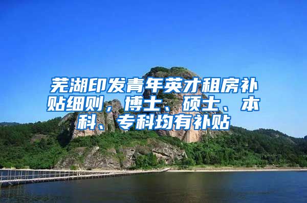 芜湖印发青年英才租房补贴细则，博士、硕士、本科、专科均有补贴