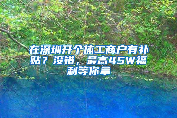 在深圳开个体工商户有补贴？没错，最高45W福利等你拿