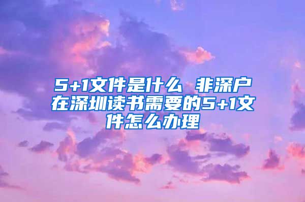 5+1文件是什么 非深户在深圳读书需要的5+1文件怎么办理