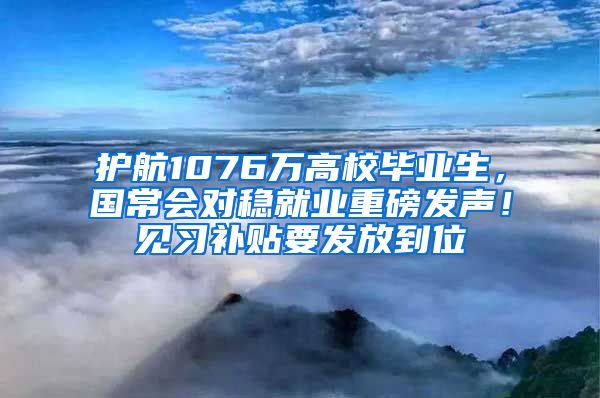 护航1076万高校毕业生，国常会对稳就业重磅发声！见习补贴要发放到位