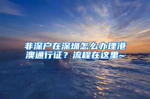 非深户在深圳怎么办理港澳通行证？流程在这里~